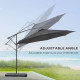 Outsunny 3(m) Garden Banana Parasol Cantilever Umbrella with Crank Handle, Cross Base, Weights and Cover for Outdoor, Hanging Su