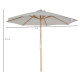 Outsunny 3(m) Garden Parasol, Pulley Operated Patio Umbrella, Wooden Table Market Umbrella with Rope Pulley Mechanism and 8 Ribs