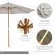 Outsunny 3(m) Garden Parasol, Pulley Operated Patio Umbrella, Wooden Table Market Umbrella with Rope Pulley Mechanism and 8 Ribs