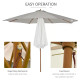Outsunny 3(m) Garden Parasol, Pulley Operated Patio Umbrella, Wooden Table Market Umbrella with Rope Pulley Mechanism and 8 Ribs