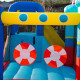 Outsunny 4 in 1 Kids Bouncy Castle Large Sailboat Style Inflatable House Slide Trampoline Water Pool Climbing Wall with Blower C