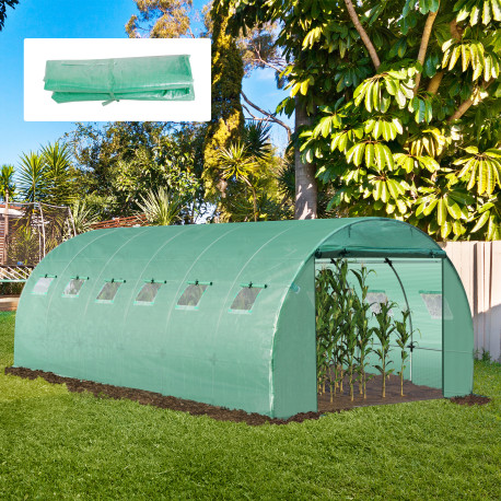 Outsunny 6 x 3 x 2m Greenhouse Replacement Cover ONLY Winter Garden Plant PE Cover for Tunnel Walk-in Greenhouse with Roll-up Wi