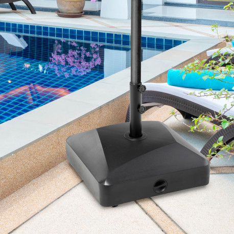 Outsunny Garden Parasol Base Holder, 43kg Water or 60kg Sand Filled, Outdoor Market Umbrella Stand Weight with Wheels and Brakes