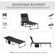 Outsunny Portable Sun Lounger Set of 2, Folding Camping Bed Cot, Reclining Lounge Chair 5-position Adjustable Backrest with Side