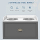 PawHut Stainless Steel Raised Dog Bowls, with 21L Storage Drawer for Large Dogs - Grey