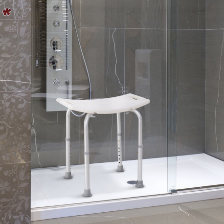 Height Adjustable Bath Stool, Aluminium Shower Stool with Non-Slip Pads for Elderly, Disabled, Seniors, Pregnant, White