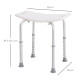 Height Adjustable Bath Stool, Aluminium Shower Stool with Non-Slip Pads for Elderly, Disabled, Seniors, Pregnant, White
