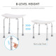 Height Adjustable Bath Stool, Aluminium Shower Stool with Non-Slip Pads for Elderly, Disabled, Seniors, Pregnant, White
