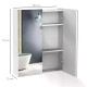 Mirror Cabinet, Wall Mount Bathroom Storage Cabinet with Adjustable Shelf, Double Door Cupboard, 60 x 15 x 75 cm, White