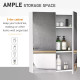 Mirror Cabinet, Wall Mount Bathroom Storage Cabinet with Adjustable Shelf, Double Door Cupboard, 60 x 15 x 75 cm, White