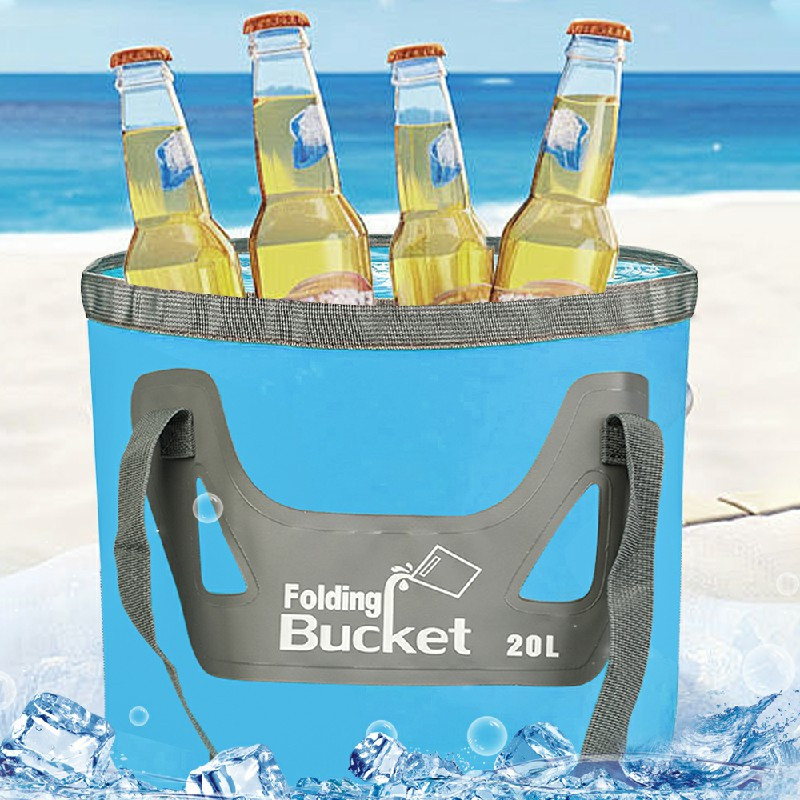 20L Foldable Water Bucket Collapsible Water Storage Container Wash Basin for Outdoor Camping - Blue