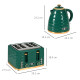 3000W 1.7L Rapid Boil Kettle &amp; 4 Slice Toaster, Kettle and Toaster Set with 7 Browning Controls and Crumb Tray, Green