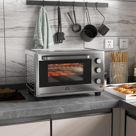 30L 60-230℃ Mini Electric Oven, with Accessories - Silver Tone