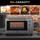 30L 60-230℃ Mini Electric Oven, with Accessories - Silver Tone