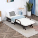 Folding Bed with Mattress, Single Guest Bed, Portable Fold Bed with Adjustable Backrest, Metal Frame on Wheels, White, 190 x 76 