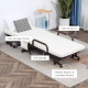 Folding Bed with Mattress, Single Guest Bed, Portable Fold Bed with Adjustable Backrest, Metal Frame on Wheels, White, 190 x 76 