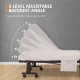 Folding Bed with Mattress, Single Guest Bed, Portable Fold Bed with Adjustable Backrest, Metal Frame on Wheels, White, 190 x 76 