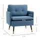 Modern One Seater Sofa, Button Tufted Armchair with Cushions and Steel Legs for Living Room, Guest Room, Dark Blue