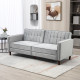Modern Convertible Sofa Futon Velvet-Touch Tufted Couch Compact Loveseat with Adjustable Split Back, Light Grey