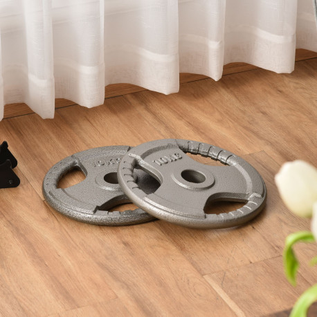 Set of 2 Cast Iron Weight Plates for 2"/5cm Hole Dumbbell Handle Bar, Barbell Weight 2 x 10kg
