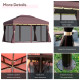Outsunny 3 x 4m Aluminium Garden Gazebo, Marquee Canopy Shelter Pavilion Party Tent with Nets and Curtains for Garden and Deck, 