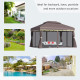 Outsunny 3 x 4m Aluminium Garden Gazebo, Marquee Canopy Shelter Pavilion Party Tent with Nets and Curtains for Garden and Deck, 
