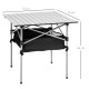 Outsunny Portable Camping Table w/ Mesh Bag &amp; Steel Frame Hiking Furniture Desk, Silver Black