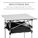 Outsunny Portable Camping Table w/ Mesh Bag &amp; Steel Frame Hiking Furniture Desk, Silver Black