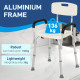 Adjustable Shower Chair, Shower Seat, Portable Medical Stool with Adjustable Back and Armrest for Mobility