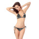 Womens Push Up Bikini Bra Bikini Thong Strappy Set Swimsuit Bathing Suit for Summer Beach - Black + White