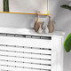 Radiator Cover, Modern MDF White Painted Cabinet with Horizontal Slats for Living Room, Bedroom, 152L x 19W x 81H cm