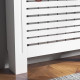 Radiator Cover, Modern MDF White Painted Cabinet with Horizontal Slats for Living Room, Bedroom, 152L x 19W x 81H cm