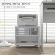 Three-Compartment Printer Cabinet, with Wheels - White