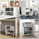 Three-Compartment Printer Cabinet, with Wheels - White