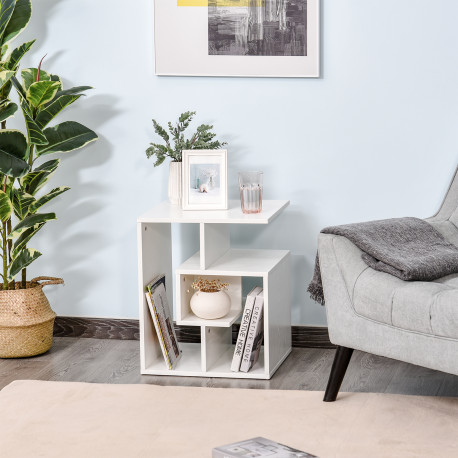 Side Table, 3 Tier End Table with Open Storage Shelves, Small Coffee Table Bedside Table for Living Room, Bedroom, White