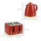 3000W 1.7L Rapid Boil Kettle &amp; 4 Slice Toaster, Kettle and Toaster Set with 7 Browning Controls and Crumb Tray, Red