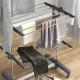 Four-Shelf Collapsing Clothes Horse, With Side Arms and Wheels - Grey