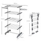 Four-Shelf Collapsing Clothes Horse, With Side Arms and Wheels - Grey