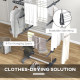 Four-Shelf Collapsing Clothes Horse, With Side Arms and Wheels - Grey