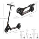 Adult Teens Kick Scooter Foldable Height Adjustable Aluminium Ride On Toy for 14+ w/ Rear Wheel &amp; Hand Brake, 200mm Big Wheels, 