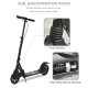 Adult Teens Kick Scooter Foldable Height Adjustable Aluminium Ride On Toy for 14+ w/ Rear Wheel &amp; Hand Brake, 200mm Big Wheels, 
