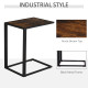 C-Shaped Side Table, Sofa End Table with Metal Frame, Accent Couch Table for Living room, Bedroom, Set of 2, Brown and Black