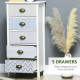 Slim Storage Cabinet Organiser, Chest of Drawers, 5-Drawer Dresser with Metal Handle for Living Room, Bedroom, Purple