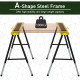 DURHAND 2PCS Saw Horse Twin Pack Folding Workbench Adjustable Metal Trestle Stands with Non-slip EVA Surface for Sawing Work Max