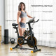 Exercise Bike, Indoor Cycling, with LCD Display, Heart Rate, Sensor - Black and Orange