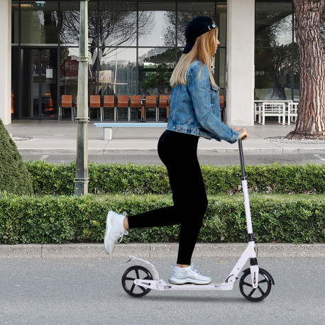 Folding Kick Scooter, Adjustable Ride On Scooter with 200mm Big Wheels and Double Shock Absorption, Urban Scooter for 14+ Teens 