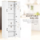 Freestanding Kitchen Cupboard, 4-Door Storage Cabinet Organizer with Adjustable Shelves White