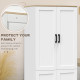 Freestanding Kitchen Cupboard, 4-Door Storage Cabinet Organizer with Adjustable Shelves White