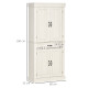 Kitchen Cupboard with 4 Doors, Freestanding Storage Cabinet with Wide Drawer and Shelves for Living Room, 180cm, White Wood Grai