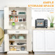 Kitchen Cupboard with 4 Doors, Freestanding Storage Cabinet with Wide Drawer and Shelves for Living Room, 180cm, White Wood Grai